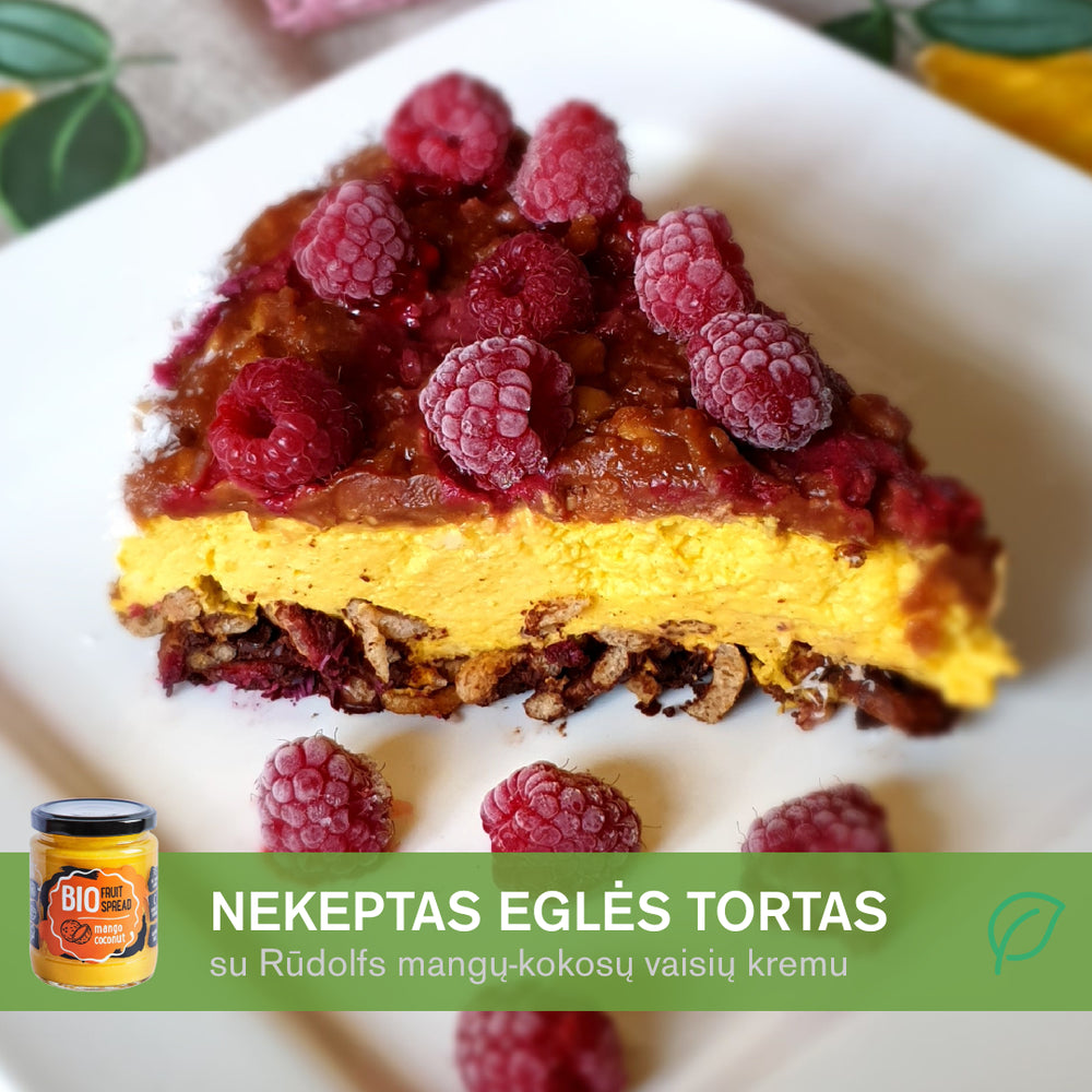 Nekeptas Eglės mangų-kokosų tortas