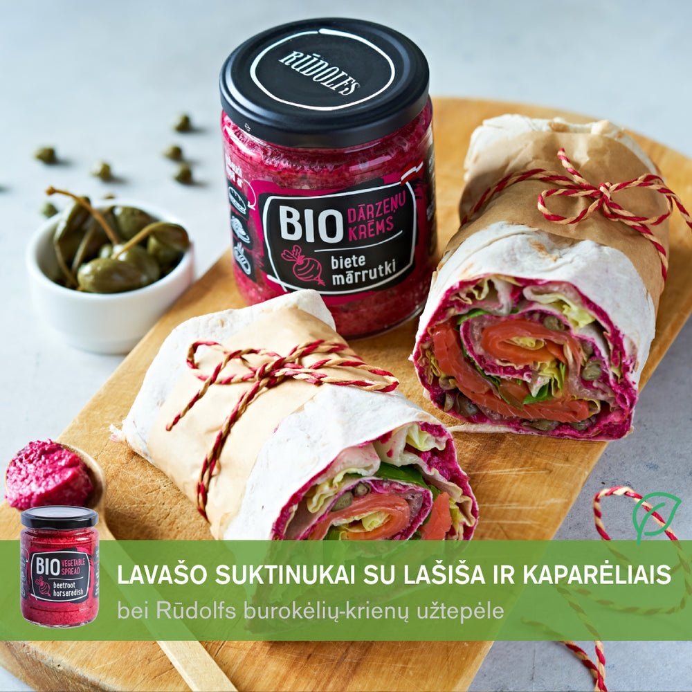 Lavašo suktinukai su lašiša ir kaparėliais